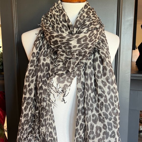 Chan Luu Accessories - New Auth Chan Luu Leopard Print Cashmere Silk Scarf Color: Pearl Blue